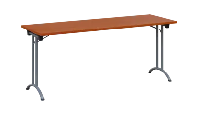 SLA 180 lak skládací jednací stůl 1800x600, deska 25 mm, podnož stříbrný lak, deska třešeň šumavská